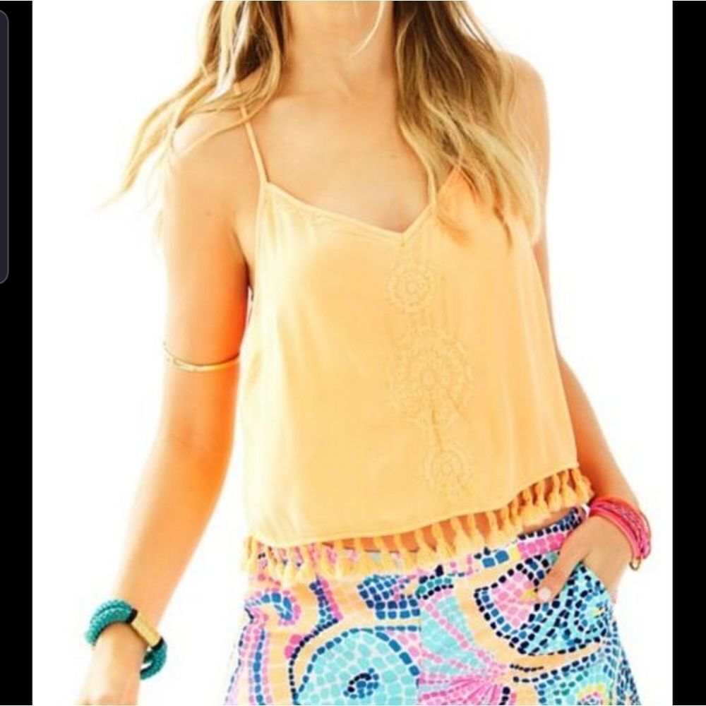 Lilly Pulitzer Katen orange embroidered crop top